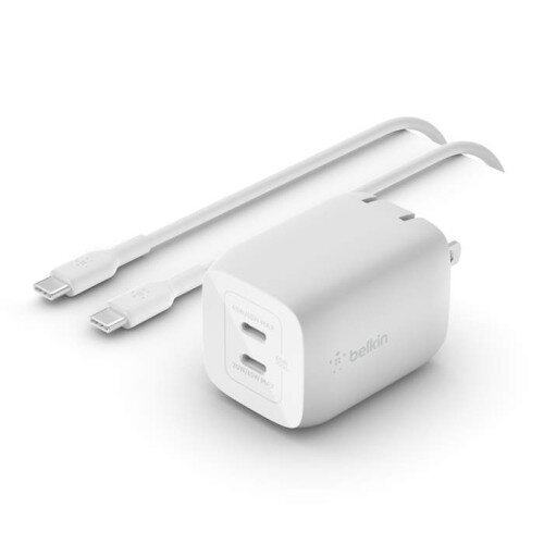 Belkin BoostCharge Pro Dual USB-C GaN Wall Charger with PPS 65W + USB-C to USB-C Cable