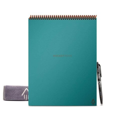 Rocketbook Flip Endlessly Reusable Digital Notepad - Neptune Teal - Letter - Dot/Lined Combo
