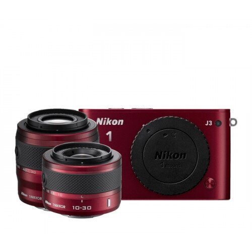 Nikon 1 J3 Camera - Red - Two-Lens Zoom Kit