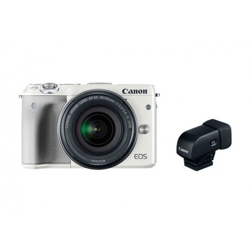 Canon EOS M3 EF-M 18-55 White with Electronic Viewfinder EVF-DC1 Mirrorless Camera