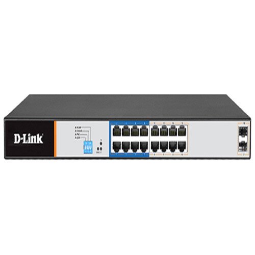 D-Link 16 port Gigabit Managed Long Range PoE switch with 2 Gigabit
