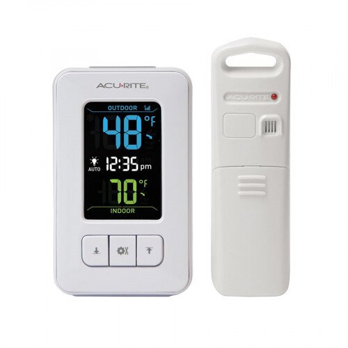 AcuRite Color Digital Thermometer with Outdoor Sensor and Clock