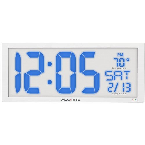 AcuRite 14.5" Oversized Multicolor LED Clock with Indoor Temperature and Date
