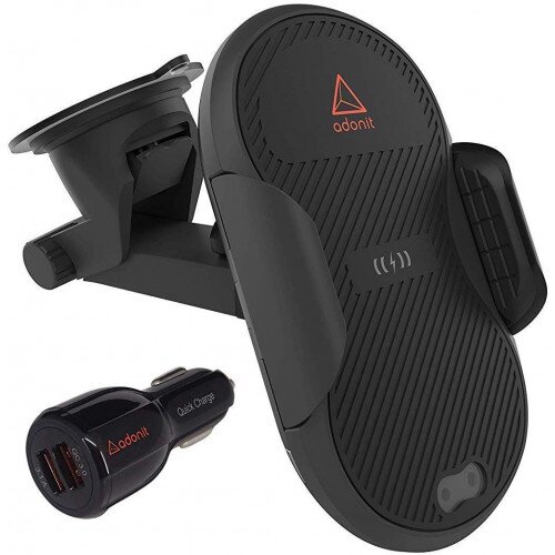 Adonit Auto-clamping Wireless Car Charger With USB Car Power Adapter