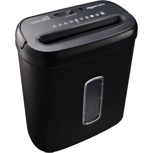Amazon Basics Cross-Cut Paper And Credit Card Shredder - 8 Sheet 3.7 Gallons - Black