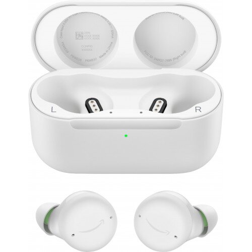 Amazon Echo Buds (2nd Gen) Wireless Earbuds with Active Noise Cancellation and Alexa - Wireless Charging Case - Glacier White