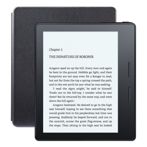 Amazon Kindle Oasis E-Reader with Leather Charging Cover 6" High-Resolution Display (300 ppi) Wi-Fi - Black