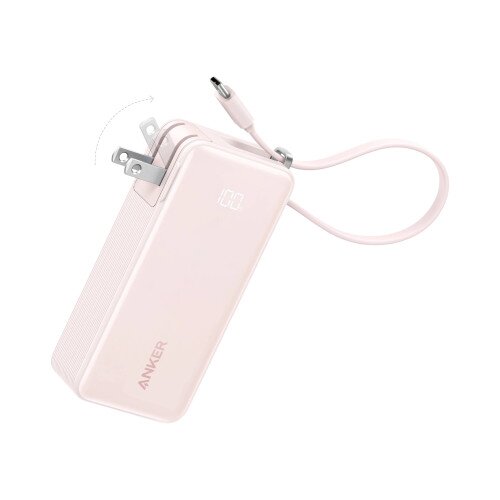 Anker 3-in-1 Power Bank (10K, Fusion, Built-In USB-C Cable) - Pastel Pink