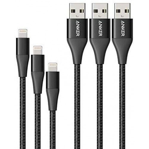 Anker 3-Pack Powerline+ II Lightning USB Cable (3 ft, 6 ft, 10 ft)