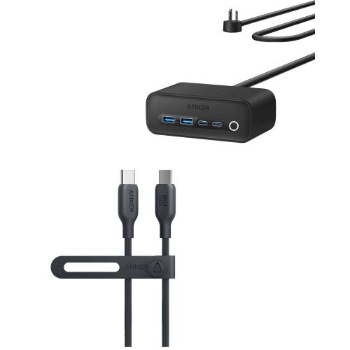 Anker 525 Charging Station and 543 USB-C to USB-C Cable (Bio-Based, 6 ft)