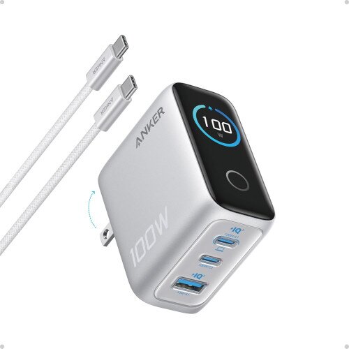 Anker Charger (100W, 3 Ports, Smart Display)