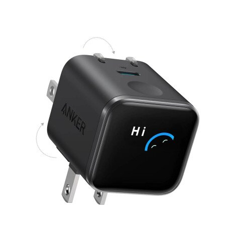 Anker Nano Charger (45W, Smart Display, 180° Foldable) - Black Stone