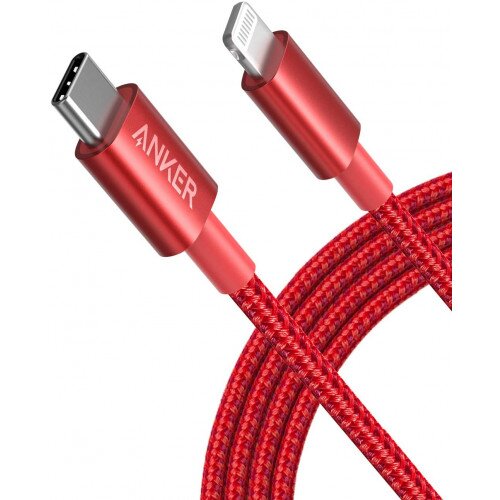Anker Nylon USB-C to Lightning Cable - 6ft - Red