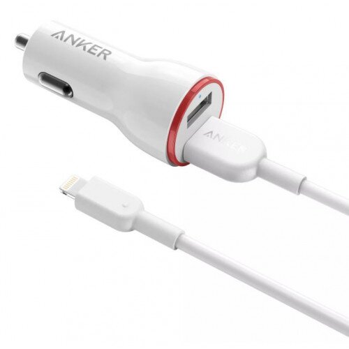 Anker Powerdrive 24W 2 Port Car Bundle With Powerline Select+ 6Ft A-l Cable - White