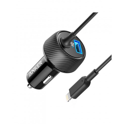 Anker PowerDrive Elite 2 Ports Car Charger with Lightning Connector - Black