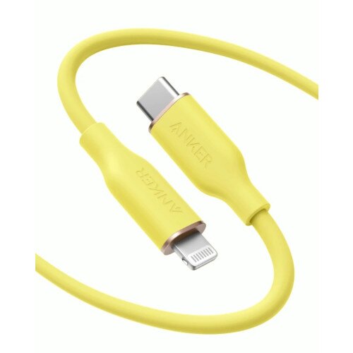 Anker 641 PowerLine III Flow Silicone Cable - USB-C to Lightning - 3ft - Daffodil Yellow