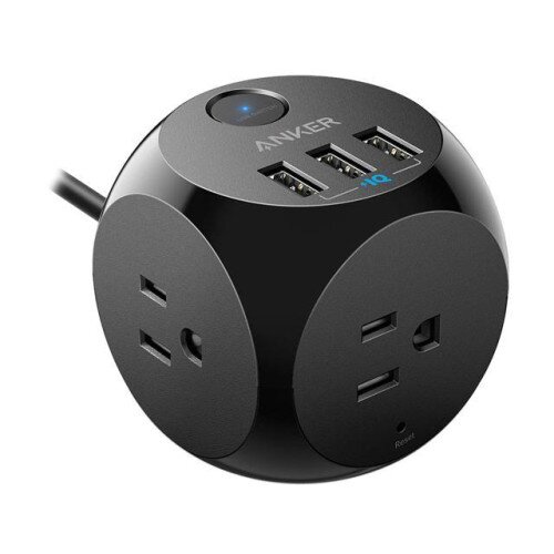 Anker 321 Power Strip with 3 USB Ports - Black - 8FT