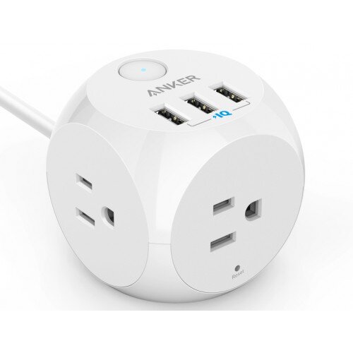 Anker 321 Power Strip with 3 USB Ports - 5FT - White
