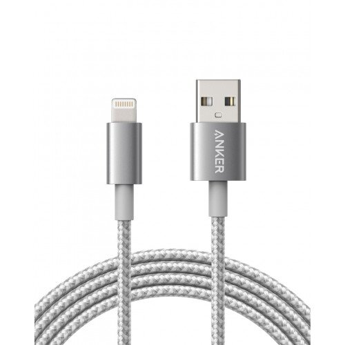 Anker Premium Double-Braided Nylon Lightning Cable - 6ft - Silver