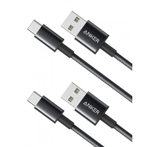 Anker Premium Double-Braided Nylon USB-C to USB-A Cable 2-Pack 3ft - Black
