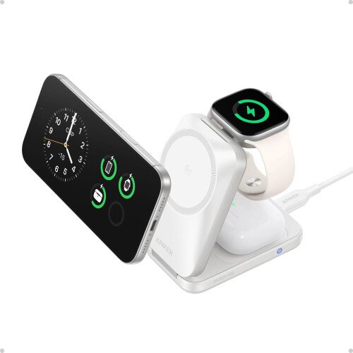 Anker Prime Wireless Charging Station (3-in-1, MagGo, AirCool, Foldable) - Radiant White