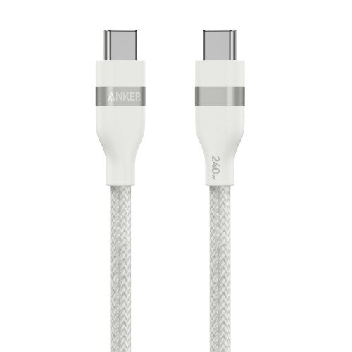 Anker USB-C to USB-C Cable (240W Upcycled-Braided) - 3ft - Shell White
