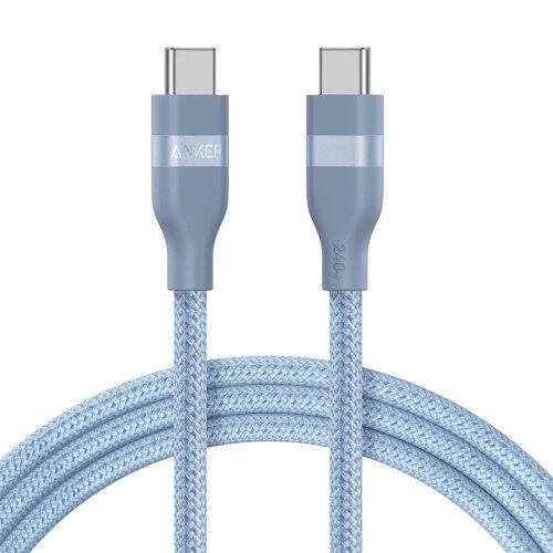 Anker USB-C to USB-C Cable (240W Upcycled-Braided) - 6ft - Ice Lake Blue