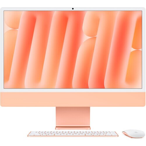 Apple iMac 24-inch 4.5K Retina Display (2024) - 256GB - 16GB - M4 Chip with 8-Core CPU 8-Core GPU 16-Core Neural Engine - Orange