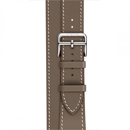 Apple Watch Hermes Leather Double Tour Band - Etoupe Swift - Regular