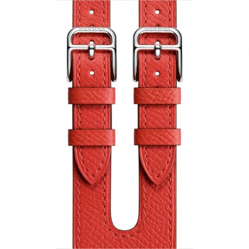 Apple Watch Hermes Leather Double Buckle Cuff - Rose Jaipur Epsom