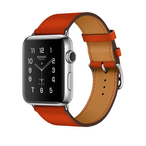 Apple Watch Hermes Series 2 Stainless Steel Case - 42mm - Feu Epsom Leather Single Tour