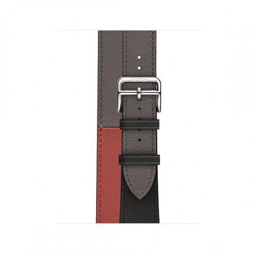 Apple Watch Hermes 40mm Swift Leather Double Tour - Noir/Brique/Etain