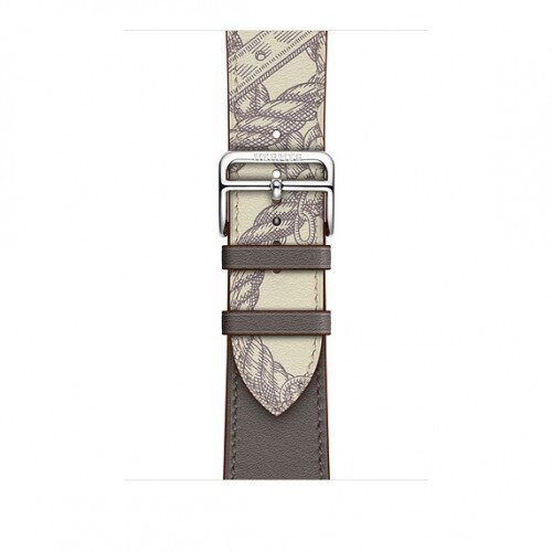 Apple Watch Hermes Swift Leather Single Tour - 44mm - Etain/Beton