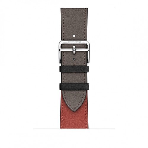 Apple Watch Hermes Swift Leather Single Tour - 44mm - Noir/Brique/Etain