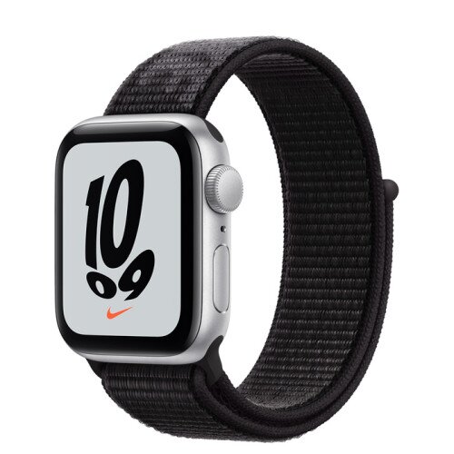 Apple Watch Nike SE Silver Aluminum Case with Nike Sport Loop - Black - 40mm