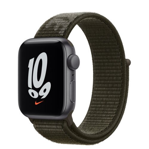 Apple Watch Nike SE Space Gray Aluminum Case with Nike Sport Loop - Cargo Khaki - 40mm