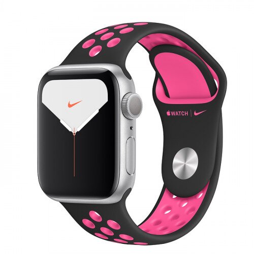 Apple Watch Nike Series 5 with Black/Pink Blast Sport Band - Silver Aluminum Case - 44mm