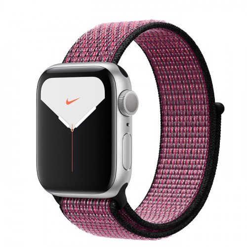 Apple Watch Nike Series 5 with Pink Blast/True Berry Sport Loop Band - Silver Aluminum Case - 44mm