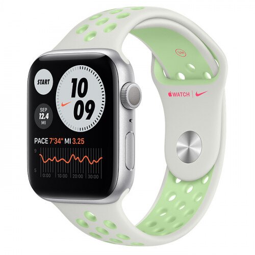 Apple Watch Nike Series 6 Silver Aluminum Case with Nike Sport Band - 44mm - Spruce Aura/Vapor Green