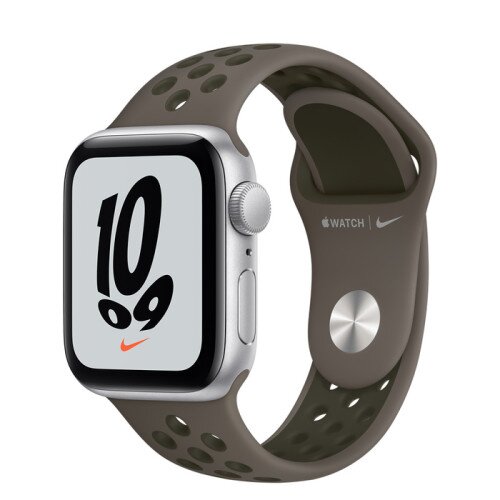 Apple Watch Nike SE Silver Aluminum Case with Nike Sport Band - Olive Gray/Cargo Khaki - 40mm