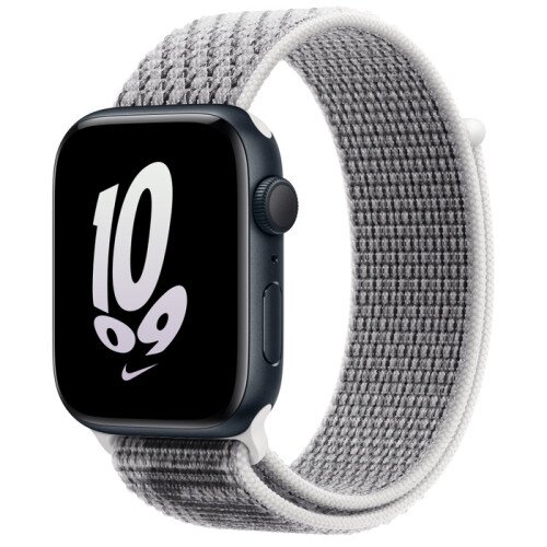 Apple Watch SE (2nd Gen) Midnight Aluminum Case with Nike Sport Loop - Summit White/Black - 44mm