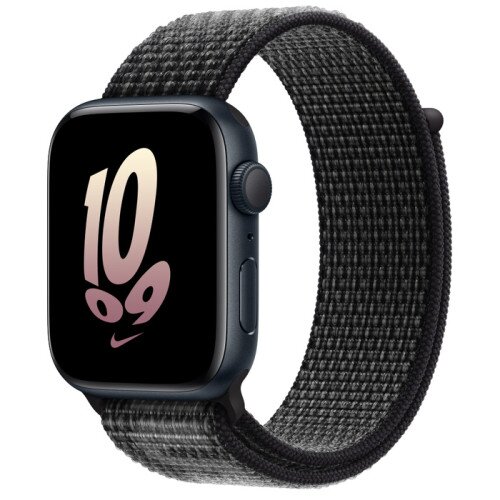 Apple Watch SE (2nd Gen) Midnight Aluminum Case with Nike Sport Loop - Black/Summit White - 44mm
