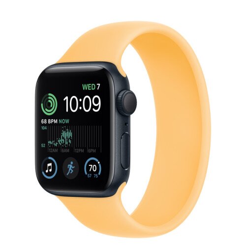 Apple Watch SE (2nd Gen) Midnight Aluminum Case with Solo Loop - Sunglow - 40mm - Size-7