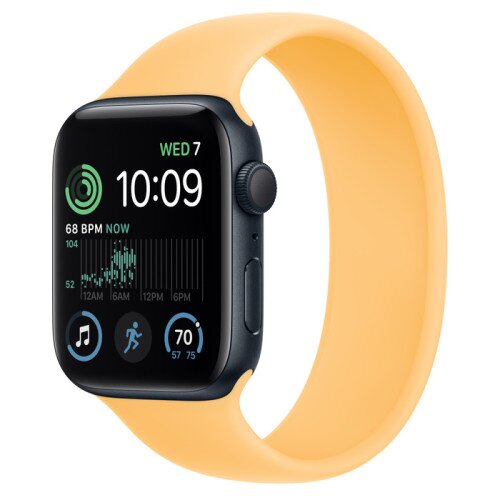 Apple Watch SE (2nd Gen) Midnight Aluminum Case with Solo Loop - Sunglow - 44mm - Size-10