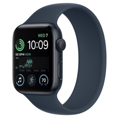 Apple Watch SE (2nd Gen) Midnight Aluminum Case with Solo Loop - Storm Blue - 44mm - Size-8