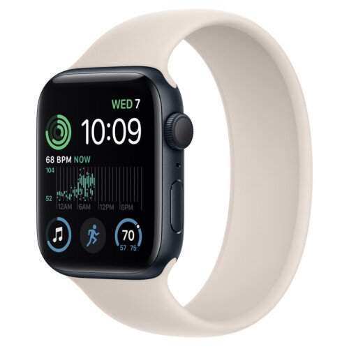 Apple Watch SE (2nd Gen) Midnight Aluminum Case with Solo Loop - Starlight - 44mm - Size-7