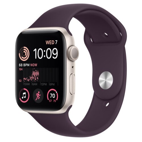 Apple Watch SE (2nd Gen) Starlight Aluminum Case with Sport Band - Elderberry - 44mm - M/L