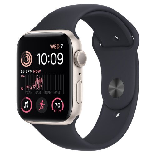 Apple Watch SE (2nd Gen) Starlight Aluminum Case with Sport Band - Midnight - 44mm - S/M
