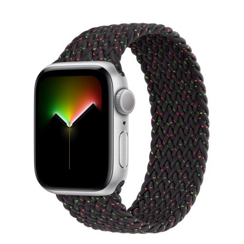 Apple Watch SE (2nd Gen) Silver Aluminum Case with Braided Solo Loop - Black Unity - 40mm - Size-5