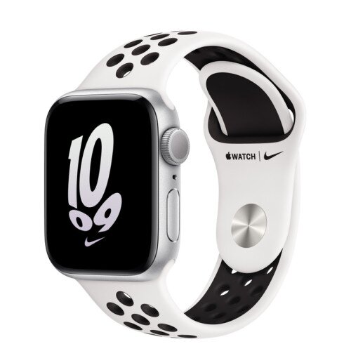 Apple Watch SE (2nd Gen) Silver Aluminum Case with Nike Sport Band - Summit White/Black - 40mm - M/L